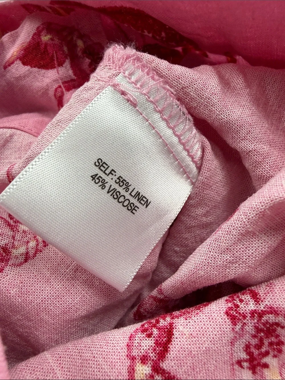 Pink Lobster Linen Viscous Print Button-Down Shirt SzXL - Picture 11 of 12